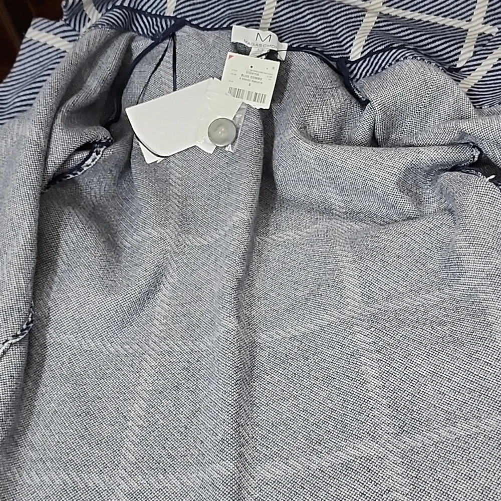 Magaschoni Women's Plaid Long Cardigan  blue  Coat Sweater Size S/P Small‎ NWT